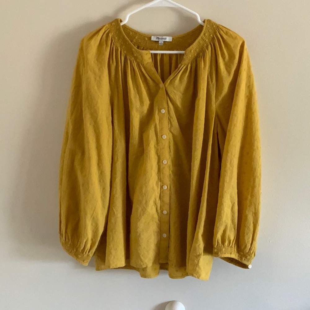 Mustard colored MADEWELL EYELET BLOUSE